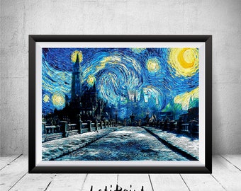 Dark Souls Print, Starry Night Print, Dark Souls Poster, Dark Souls Wall Art Decor, Irithyll of the Boreal Valley, Dark Souls Art, Art Print
