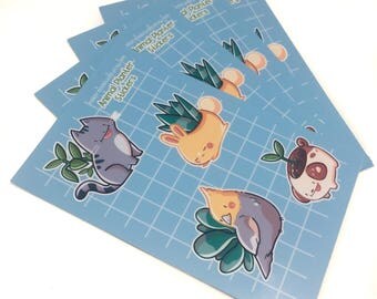 Animal Planter Sticker Sheet | Sticker Sheet | kiss cut sticker | Kawaii sticker | Cat sticker | bunny sticker | dog Sticker | plant sticker