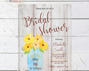 Printable Mason Jar Wedding Shower Invitations