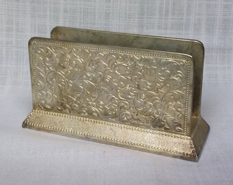 Silver Plated Napkin Holder, Vintage Silverplate Letter Napkin Holder, Desk Organizer, Letter Rack, Silver Plate Napkin Stand