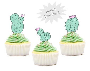 Cactus Cupcake Toppers- Cupcake Toppers- Cactus Party Decorations- Cactus Birthday Decorations- Cactus Cake Toppers- Printable Decorations