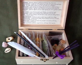 Witches Herb Box - Wicca Starter Kit - Beginner Witch - Spells & Incense - Sabbat Gift - Occult ceremony tools. Pagan - Caterpillar Queen