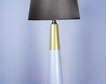Table lamp,Unique lamp, Minimal lamp, Modern lamp, Eclectic lamp, Accent lamp,Painted lamp,Handmade lamp, White and gold lamp