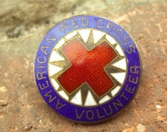 Authentic Sterling Silver American Red Cross Volunteer Pin Brooch