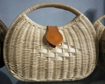 Vintage rattan bag, handmade bag, boho bag, hand bag, handmade straw bag, handwoven wicker bag