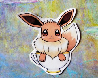 Eevee Tea Sticker, Pokemon Sticker