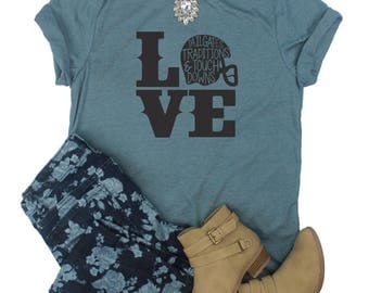 Love Football Shirt // Football Shirt // Cute Football Shirt // Woman's Football Shirt // Tailgates Traditions and Touchdowns