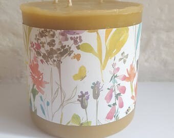 Large Beeswax Candle - Chimney Candle - Pillar Candle - Decorative Pure Beeswax Candle - Mother's Gift - Birthday Gift - Non Toxic Candle
