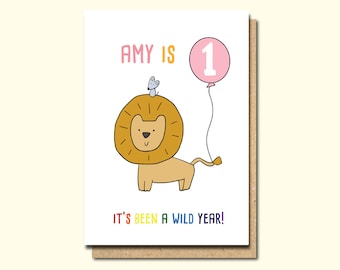 1st birthday card, personalised 1st Birthday Card, Girl 1st birthday card, boy 1st birthday cad, Niece card, Sister card, Granddaughter card