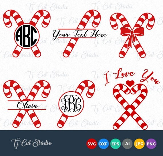Download Candy Cane Monogram SVG Christmas Candy Canes