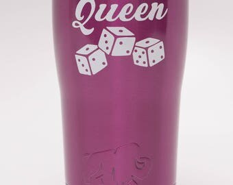 BUNCO Queen 20oz Pink Stainless Steel Tumbler, Bunco Door Prize, Bunco Raffle Prize, Bunco Winner, Bunco Lover, Bunco Gift, Three Dice