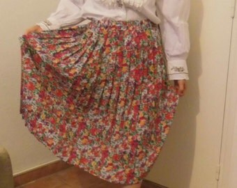 Accordion pleated skirt floral summer / S 60