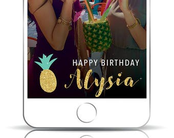 Pineapple Snapchat Filter, Pineapple Geofilter, Birthday Snapchat Filter, Pineapple Birthday, Gold Snapchat Filer, Gold Glitter, Geofilter