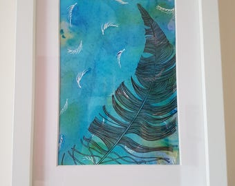 Feather- Ink and Watercolour Original Artwork
