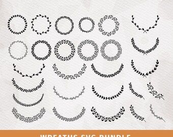 SVG "Wreaths Bundle" SVG Wreath png, Branch svg Frames svg, Laurel Wreath Circle Monogram Frame Files svg, Leaf Circle Monogram Frame