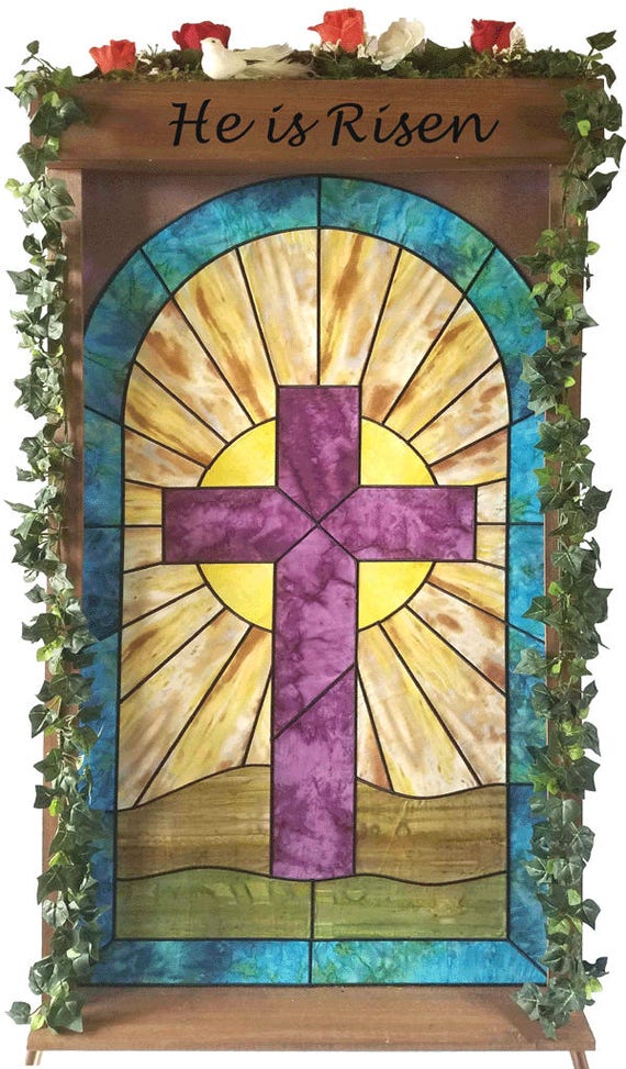 Fabric Stained Glass Art Panel He Is Risen