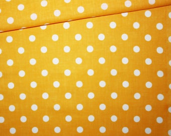 100% cotton fabric printed 50 x 160 cm pattern dots on orange background