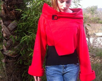 Fleece red Bolero with matching Velcro /Broche