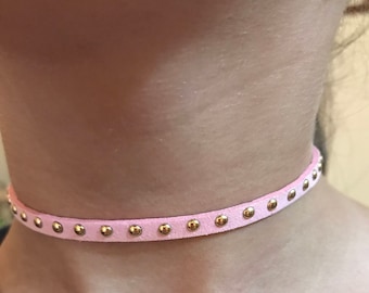 Pink and gold studded kids choker