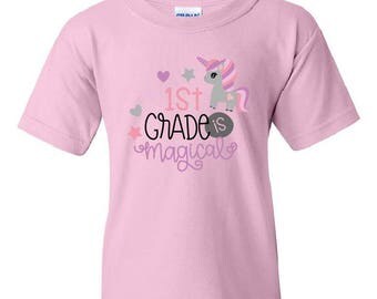 First Grade unicorn shirt Hello 1st grade girl shirt Custom shirt 1st grade is awesome First day of school Kids unicorn squad Teacher shirt