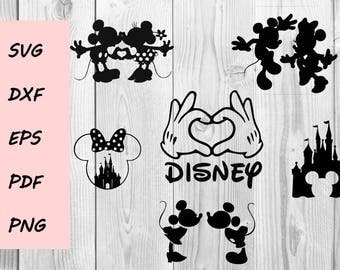 Mickey and Minnie SVG DXF PNG cutting file, Printable, T-shirt Design, Scrapbooking Clipart
