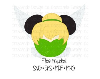 Disney Tinkerbell Mickey Head SVG, Eps, Pdf, Png for Cricut Iron-On Decal Cutting File/Clip Art, Disney Family Shirt, Disney Vacation