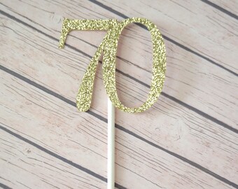 70th Birthday Cupcake Toppers, 70 Cupcake Toppers, Seventy Cupcake Toppers, Seventieth Birthday, Seventy Birthday Cupcakes, Gold Glitter