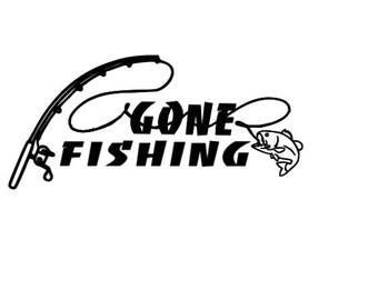 Gone fishing decal | Etsy