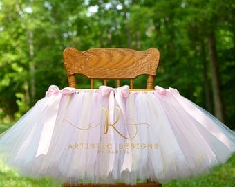 Pink And Gold First Birthday Banner High Chair Tutu Girl Glitter White Ivory Decorations Garland One 1st Cake Smash Tutu Rose Ribbon