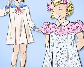 1930s Vintage Butterick Sewing Pattern 7064 Toddler Girls Sailor Dress Size 4