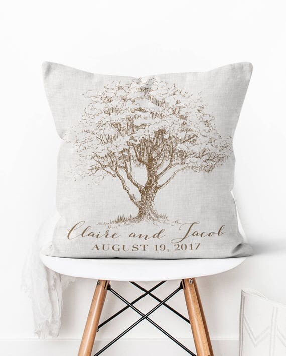 Cotton Anniversary Gift Wedding Gift Pillow Cover Personalized