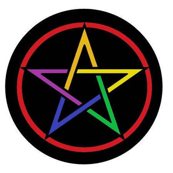 Items similar to Rainbow Pentagram Button on Etsy