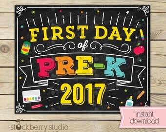 First Day of Pre-K Sign - First Day of School Sign Printable - First Day of Pre K Chalkboard - First Day of Pre K Sign - Back to School Sign