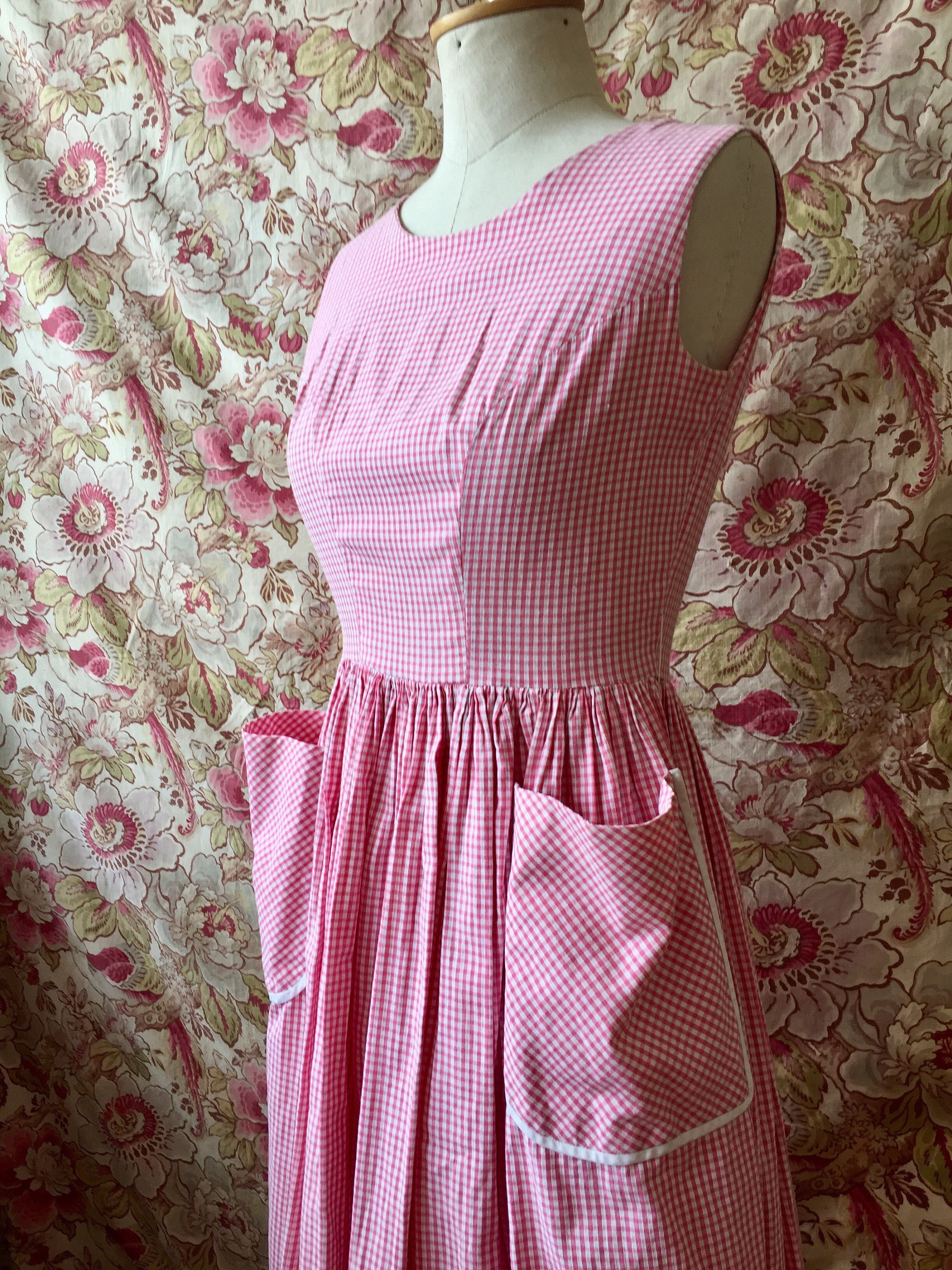 Vintage 50s Pink Gingham Dress