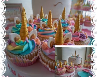 MINI Fondant Unicorn Horns for Cake pops or Mini cupcakes the perfect touch for your home made baking treats, you choose the colors