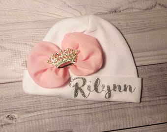 Baby Girl, baby hat, hat, beanie, baby beanie, personalized, custom, hat with name, infant, newborn, coming home, outfit, take home, girl