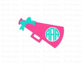 Megaphone Monogram SVG, Cheer SVG, Megaphone Svg, Cheerleader SVG, Svg Files, Cricut Files, Silhouette Files