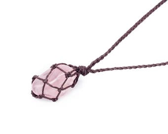 Rose Quartz Necklace, Heart Chakra Necklace, Rose Quartz Jewelry, Healing Crystal Jewelry, Tumbled Rose Quartz, Polished Rose Quartz