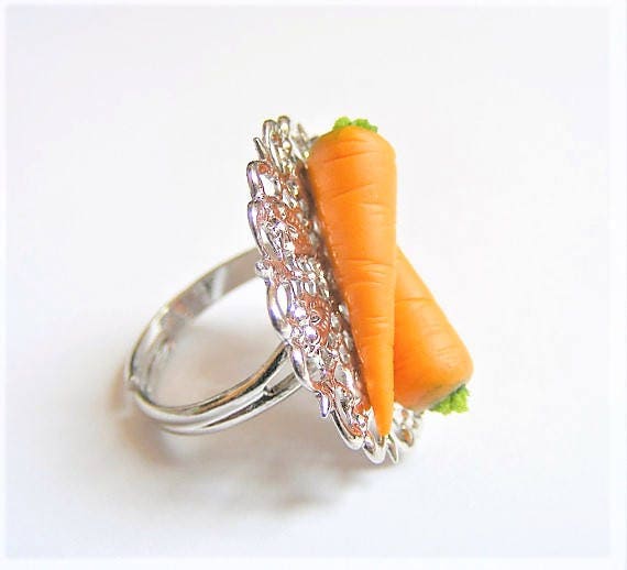 Food Jewelry Carrot Ring Carrots Ring One carrot Two carrot