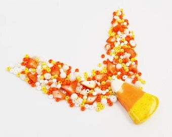 Candy Corn Beads | Orange White Yellow Bead Mix | Halloween Beads | DIY Necklace Kit | Bead Weaving | Jewelry Supplies | Blue Hutch HW109