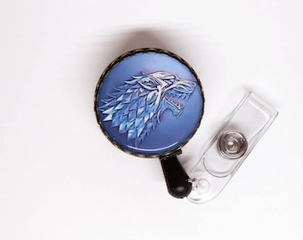 GOT Id Badge Holder- House of Stark Id Badge Reel , ID Badge Reel- Retractable Badge Holder, Stethoscope Name Tag, Game of Thrones