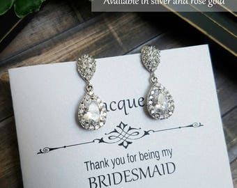 Bridesmaid Earrings, Bridal Earrings, Wedding Earrings, Crystal Teardrop Earrings, Bridesmaid Jewelry, Bridal Jewelry, Bridesmaid Gift