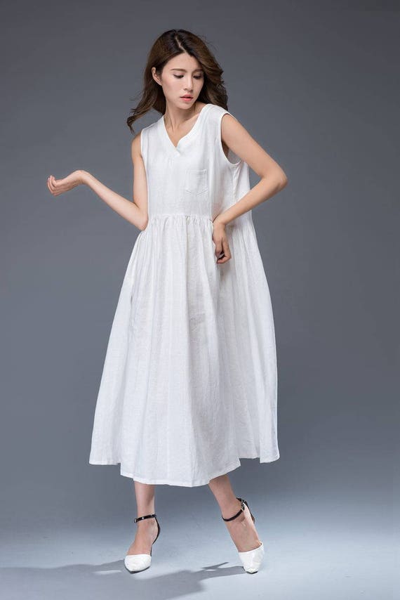 Items similar to White maxi dress, linen dress, maxi dress ...