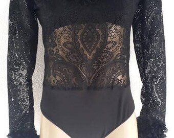 Alexine Lace High Neck Leotard