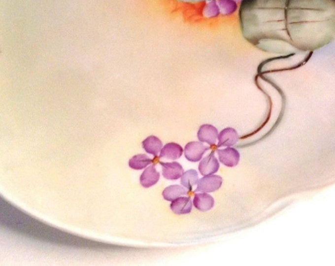 J&C Louise Vintage Bavarian Plate, Handpainted Violets, Bavaria Germany Porcelain Plate, Gift For Her, Gift For Christmas