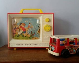 Vintage Fisher Price musical T.V. 1960's retro toy. Vintage kids. Vintage Fisher Price. Television.