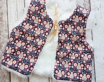 Fur waistcoat, fur coat, reversible, fur gilet, tilda, ready to post, girls clothing, uk seller