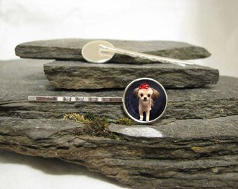 Pet Photo Hair Clips, Pet Photo Hair Barrettes or Pet Photo Hair Pins, Pet Photo Bobby Pins