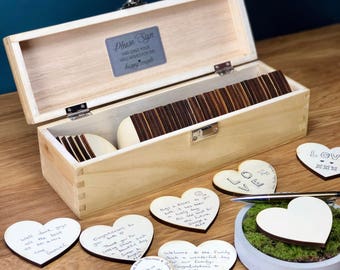 Wedding Guest Book - GuestBook Alternatives - Guestbook Sign - Personalised Custom Guest Book - Rustic Wedding Box - Hearts - Unique Ideas