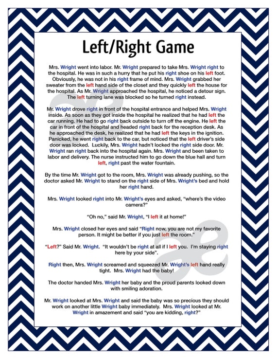 Left Right Game Instant Download Blue